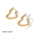 Detail view of 18K gold beaded heart hoop earrings showing 2.3cm size and 3.7g weight - Beaded Heart Shape (YYE023024)