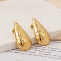 Orecchini a goccia dorati in acciaio inossidabile placcato oro 18K con trama a ciottoli - Oro