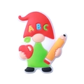 Perla in silicone con gnomo, cappello ABC rosso e camicia verde con mela rossa - Set da 20 Pezzi / Gnomo ABC