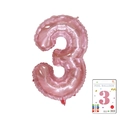 Pink 32-inch foil balloon in number 3 shape for birthday and party decorations - 40-inch Jelly Powder With 3 Paper Cards