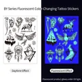 Fluorescent feather and animal tattoo sticker BY-004 with blue glow in the dark effect - Fluorescent BY-004