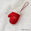 Christmas wool felt glove ornament in red with white snowflake embroidery and hanging rope - Red Glove