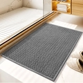 Absorbent grey chenille bath mat with woven texture in a modern bathroom setting - 40*60cm / Dark Gray