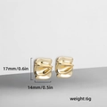 Detail view of 14k gold plated earrings with wavy textured geometric ripple design - Wrinkled Wave Studs