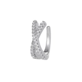 Minimalist silver crisscross ear cuff with shimmering micro-paved cubic zirconia stones - Silver Cross Style (DZ-378)