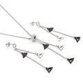 Silbernes geometrisches Dreieck Quasten Halskette und Ohrring Set mit Strassverzierung - Silber Schwarz Dreieck Quaste Stil (KS116876-KSP)
