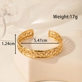 Golden stainless steel open cuff bracelet with hollow chain texture design in a luxe style - Hollow Wide Chain Link