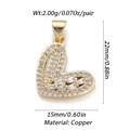 Detail showing dimensions and weight of golden heart-shaped zircon drop earrings - Dbn149-08 / 18K Gold