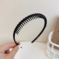 Cerchietto nero opaco antiscivolo con denti fini per fissare i capelli con stile - Spiga di grano / Nero