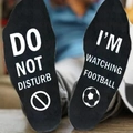 Funny black cotton football socks with Do Not Disturb I'm Watching Football text - Black