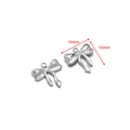 Polished silver finish bow-shaped pendant accessory for jewelry making, size 16x16mm - 16*16mm Bow 1.7mm Single Hole / Steel