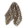 Close-up of leopard print satin scarf showing silky texture and elegant drape - White Leopard Print