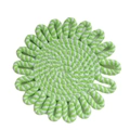Flower shaped hand-woven cotton insulation mat in green and white spiral design - Green Stripe