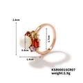 Detailed view of copper flower ring dimensions with multi-color gemstones and pearl - Rose Gold Multicolor Gem Floral Style (KSR00015CR07)