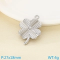 Silver four leaf clover stainless steel pendant 27x18mm weighing 4g for DIY jewelry - Large Four-leaf Clover Style (KLJ9970-Z) / 27x18mm / Silver