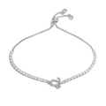 Detail of silver Leo zodiac bracelet with zircon stones and adjustable pull-string clasp - Silver Leo