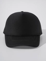 Nahaufnahme der schwarzen Mesh-Trucker-Kappe mit Kordel und verstärkten Krempennähten - Verstellbar / Schwarz