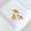 Detailed view of three 14k gold-plated shell charms with inset crystals for jewelry making - 15# Shell with Zirconia