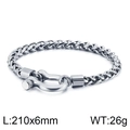 Silbernes Edelstahl-Kielkettenarmband mit Hufeisen-U-Verschluss, Größe 210x6mm - Armband / 210x6mm / Silber (KB81433-K)