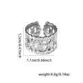 Tabella taglie dettagliata con altezza 1,2 cm e larghezza 1,7 cm per l'anello argento - Stile Aperto Regolabile (TYR0288)
