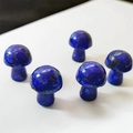 Five polished 2cm blue lapis lazuli stone mushroom figurines for crystal decor - Synthetic Lapis