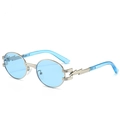 Gafas steampunk con lentes azul cielo y patillas plateadas en forma de rayo - Montura de Plata Lente Azul