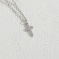 Pendente a croce in argento con zirconi scintillanti e finitura in rodio 14K lucido - Croce Arrotondata / Argento