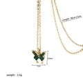 Collier papillon doré avec pendentif en zircon vert émeraude et chaîne de 40 cm - Yyn023045-g