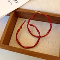 Red irregular wave-textured hoop earrings with silver pins for autumn and winter - 104# Irregular Wave Hoop / 4.2cm / Red