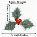 Dimensions détaillées pour pics de houx de Noël avec baies rouges et largeur de 14 cm - Feuille de Houx à Baies Rouges