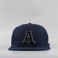 Navy blue flat brim baseball cap with white and black embroidered A letter logo - Adjustable (55-60CM) / Navy Blue
