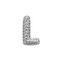 Detail van zilveren letter L bedeltje met zirkonia stenen en ballonstructuur - Letter L Stijl (DB241108-L)