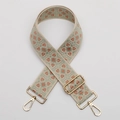 Ethnic style embroidered bag strap with red and green geometric patterns and gold buckles - No. 490 Silver Hook