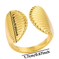 Irregular 18k gold plated open ring with shell design and size markers for women - Open Ring / Gold - Scallop