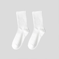 Classic white crew socks with vertical ribbed knit texture for athletic comfort - Single Elastic Long Socks / White
