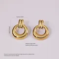 Polished gold stainless steel thick hoop earrings, starfish collection style, 30mm height - Stainless Steel Thick Hoop Dangle