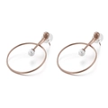 Orecchini a cerchio in oro rosa minimalisti con perla bianca e barra verticale fine - Oro Rosa (KE81949-K)