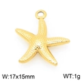 Golden starfish pendant charm in stainless steel for jewelry making, size 17x15mm - Gold Sea Star (KLJ9931-Z)