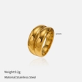 Detail view of gold stainless steel ring showing 17mm inner diameter and 9.2g weight - 2-Layer Loop Ring