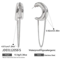 Pendientes de cadena en forma de C de acero inoxidable plateado resistentes al agua - Estilo Cadena Plateada (JDE0112058-S)