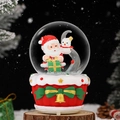 Cute Santa and Snowman crystal water ball with red and green base for Christmas gifts - 8cm / 80#058 Gift Box Style - Light + Music