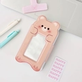 Pink and brown cartoon bear acrylic photo card holder for Polaroid storage - Bear