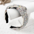 Eleganter Tweed-Haarreif mit Knotendesign und buntem Webmuster für Damenmode - Grau