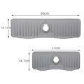 Grey silicone faucet splash guard mat in two sizes for kitchen sink drainage - Gray