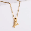 Minimalist 18k gold plated stainless steel necklace featuring a polished letter Y pendant - Letter Y
