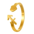 Adjustable golden stainless steel ring featuring Sagittarius and heart design - Adjustable Open / Sagittarius / Gold