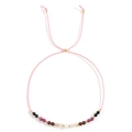 Rosa geflochtenes Sternzeichen-Armband mit facettierten Perlen und verstellbarem Goldverschluss - Rosa Kordel/Violetter Naturstein