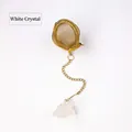 304 stainless steel tea infuser with natural white crystal pendant in golden finish - Clear Quartz (Gold)