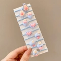 Set of 10 sky blue elastic hair ties with cute resin avocado and cupcake charms - Blue 10Pcs Set