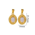 Oval light blue gemstone earrings with hammered golden stainless steel finish - Clear White